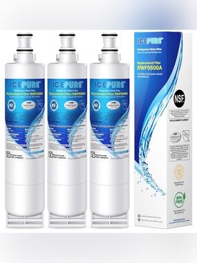 ICEPURE RWF0500A Refrigerator Water Filter - Blue & White - 3 Pack /  NEW